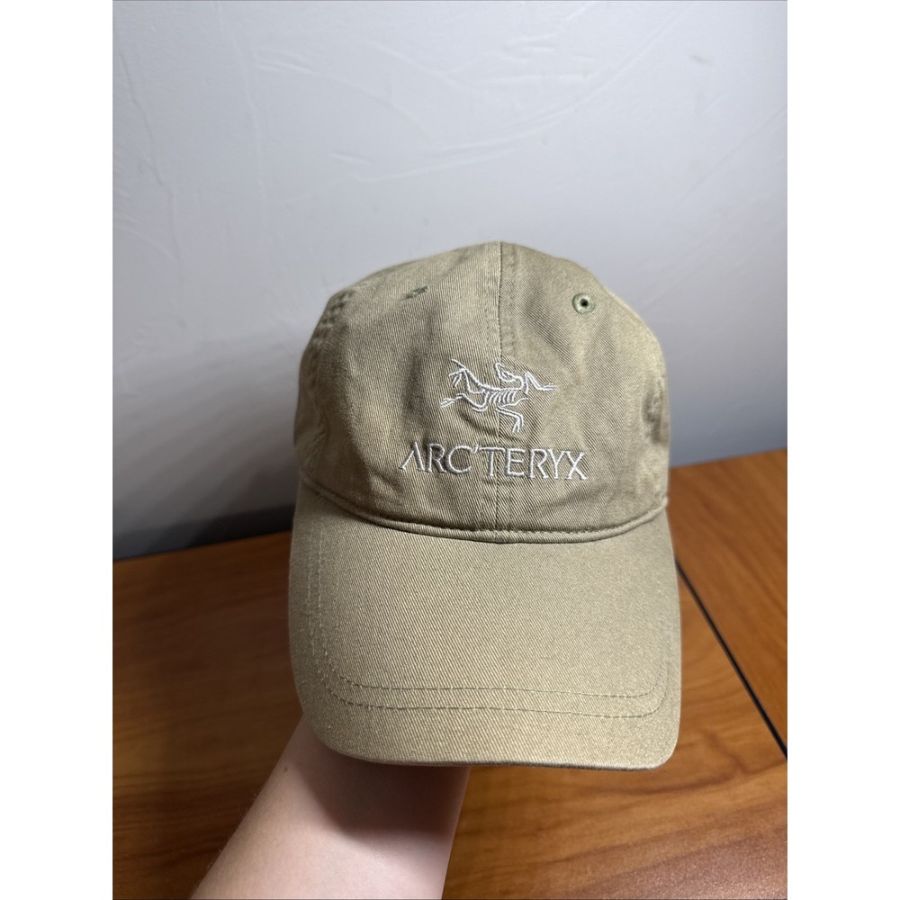 Arc'teryx Bird Logo Cap Khaki Tan Adjustable Strap Outdoor Gorpcore Baseball Hat